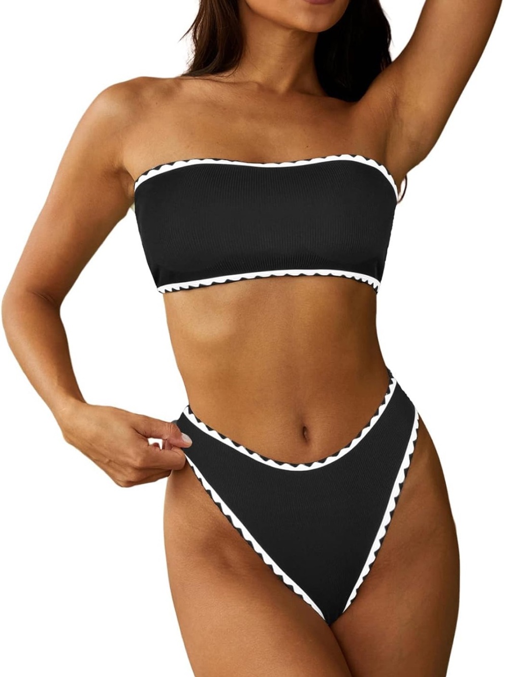 Strapless Textured Bandeau
Bikini Cheeky Solid Lace Up (L) 1255/9-1
